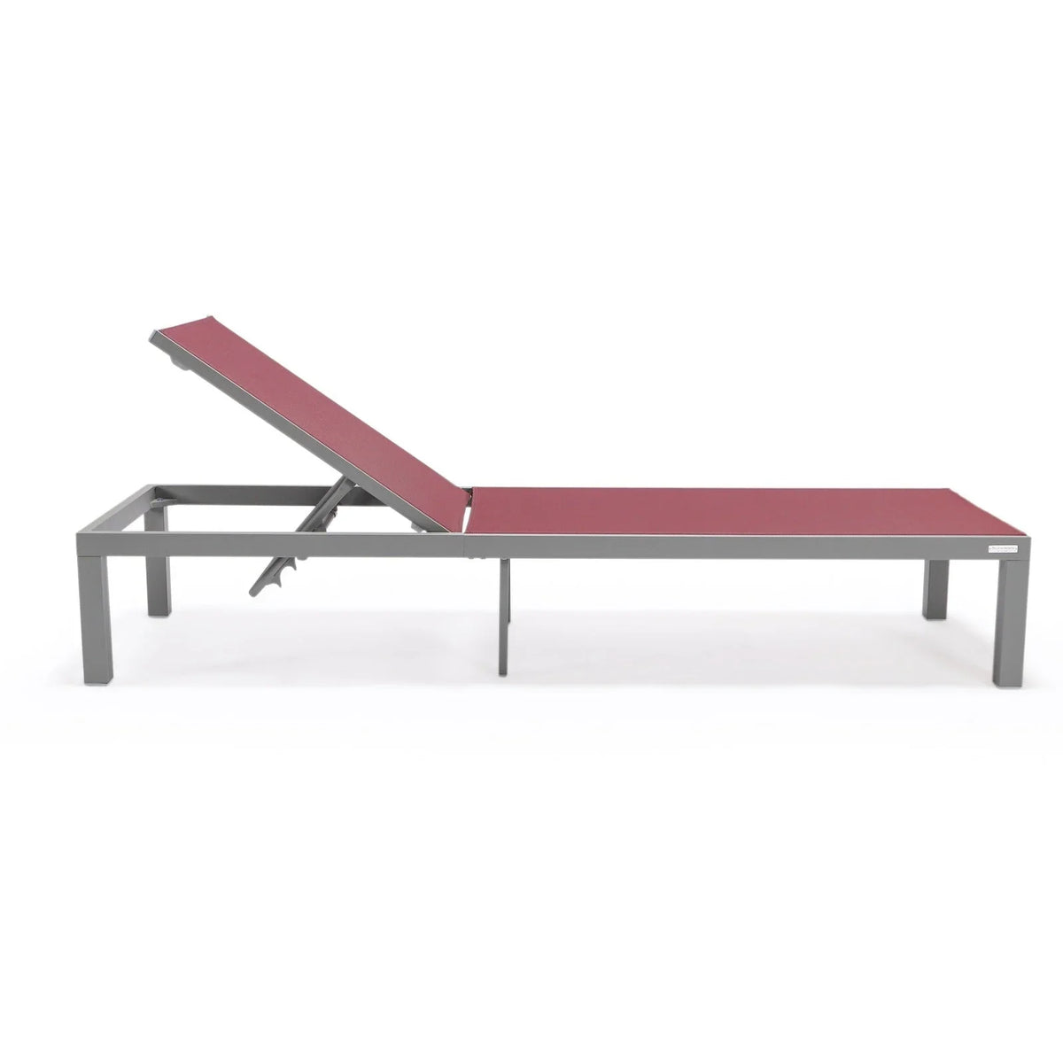 Marlin Modern Gray Aluminum Outdoor Chaise Lounge Chair With Square Fire Pit Side Table Set of 2 - Elax Furniture