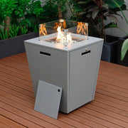 Marlin Modern Gray Aluminum Outdoor Chaise Lounge Chair With Square Fire Pit Side Table Set of 2 - Elax Furniture