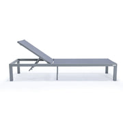 Marlin Modern Gray Aluminum Outdoor Chaise Lounge Chair With Square Fire Pit Side Table Set of 2 - Elax Furniture