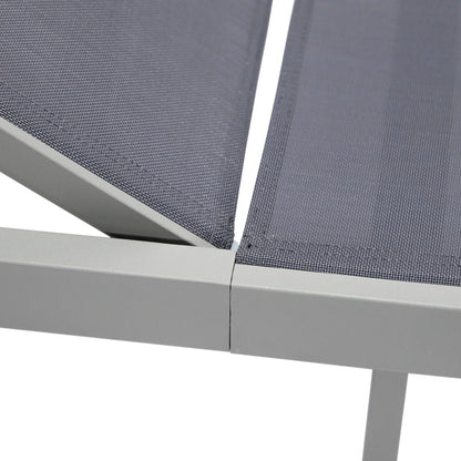 Marlin Modern Gray Aluminum Outdoor Chaise Lounge Chair With Square Fire Pit Side Table Set of 2 - Elax Furniture