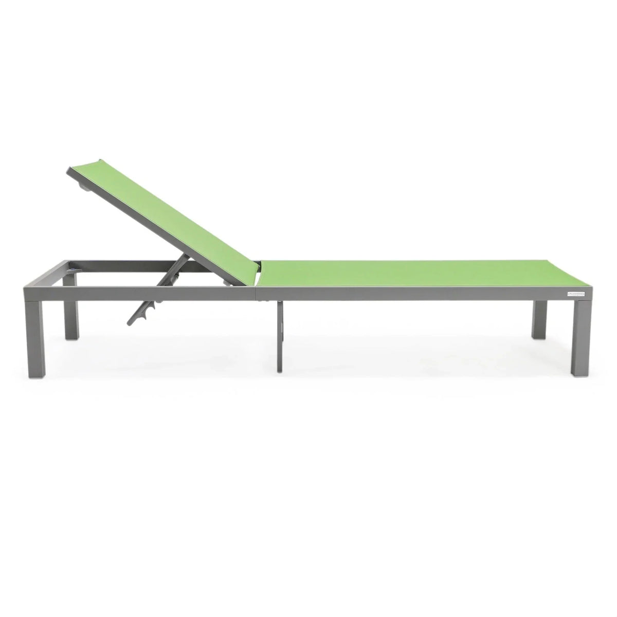 Marlin Modern Gray Aluminum Outdoor Chaise Lounge Chair With Square Fire Pit Side Table Set of 2 - Elax Furniture