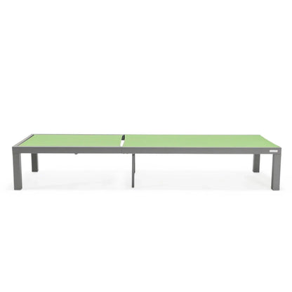 Marlin Modern Gray Aluminum Outdoor Chaise Lounge Chair With Square Fire Pit Side Table Set of 2 - Elax Furniture