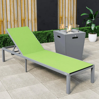 Marlin Aluminum Outdoor Chaise Lounge Chair with a Square Fire Pit Table - Elax Furniture