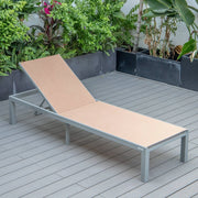 Marlin Modern Gray Aluminum Outdoor Chaise Lounge Chair With Square Fire Pit Side Table Set of 2 - Elax Furniture