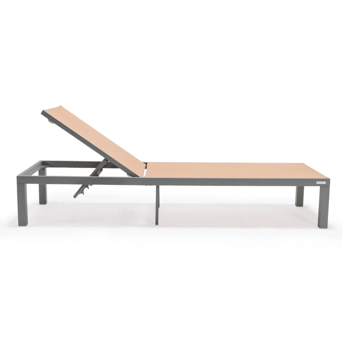 Marlin Modern Gray Aluminum Outdoor Chaise Lounge Chair With Square Fire Pit Side Table Set of 2 - Elax Furniture