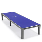 Marlin Modern Gray Aluminum Outdoor Chaise Lounge Chair With Square Fire Pit Side Table Set of 2 - Elax Furniture