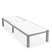 Marlin Modern Gray Aluminum Outdoor Chaise Lounge Chair With Square Fire Pit Side Table Set of 2 - Elax Furniture