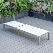 Marlin Modern Gray Aluminum Outdoor Chaise Lounge Chair With Square Fire Pit Side Table Set of 2 - Elax Furniture