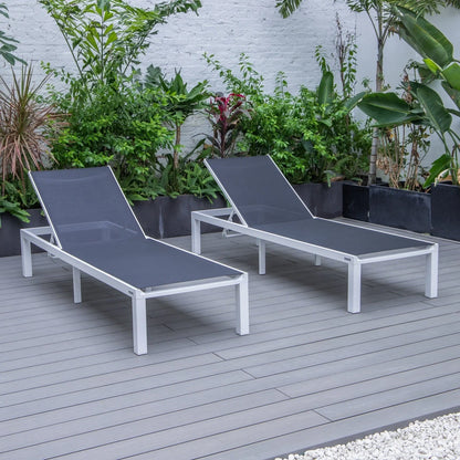 Marlin Patio Chaise Lounge Chair with White Aluminum Frame, Set of 2 - Elax Furniture