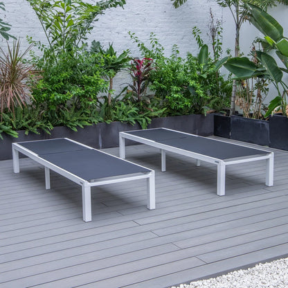 Marlin Patio Chaise Lounge Chair with White Aluminum Frame, Set of 2 - Elax Furniture