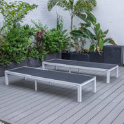 Marlin Patio Chaise Lounge Chair with White Aluminum Frame, Set of 2 - Elax Furniture