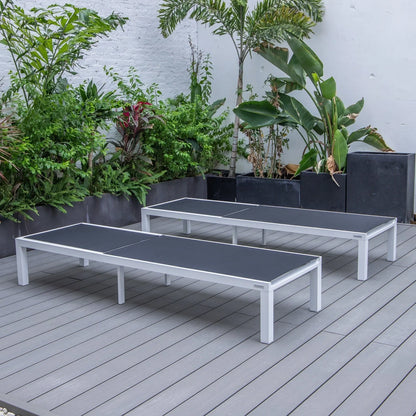 Marlin Patio Chaise Lounge Chair with White Aluminum Frame, Set of 2 - Elax Furniture