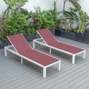 Marlin Patio Chaise Lounge Chair with White Aluminum Frame, Set of 2 - Elax Furniture