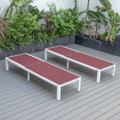 Marlin Patio Chaise Lounge Chair with White Aluminum Frame, Set of 2 - Elax Furniture