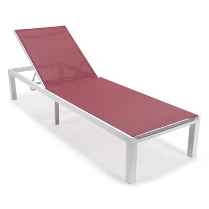 Marlin Patio Chaise Lounge Chair with White Aluminum Frame, Set of 2 - Elax Furniture