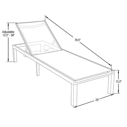 Marlin Patio Chaise Lounge Chair with White Aluminum Frame, Set of 2 - Elax Furniture
