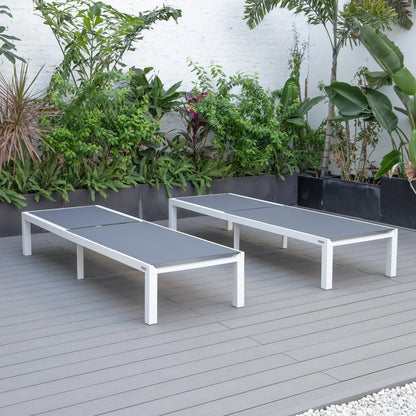 Marlin Patio Chaise Lounge Chair with White Aluminum Frame, Set of 2 - Elax Furniture