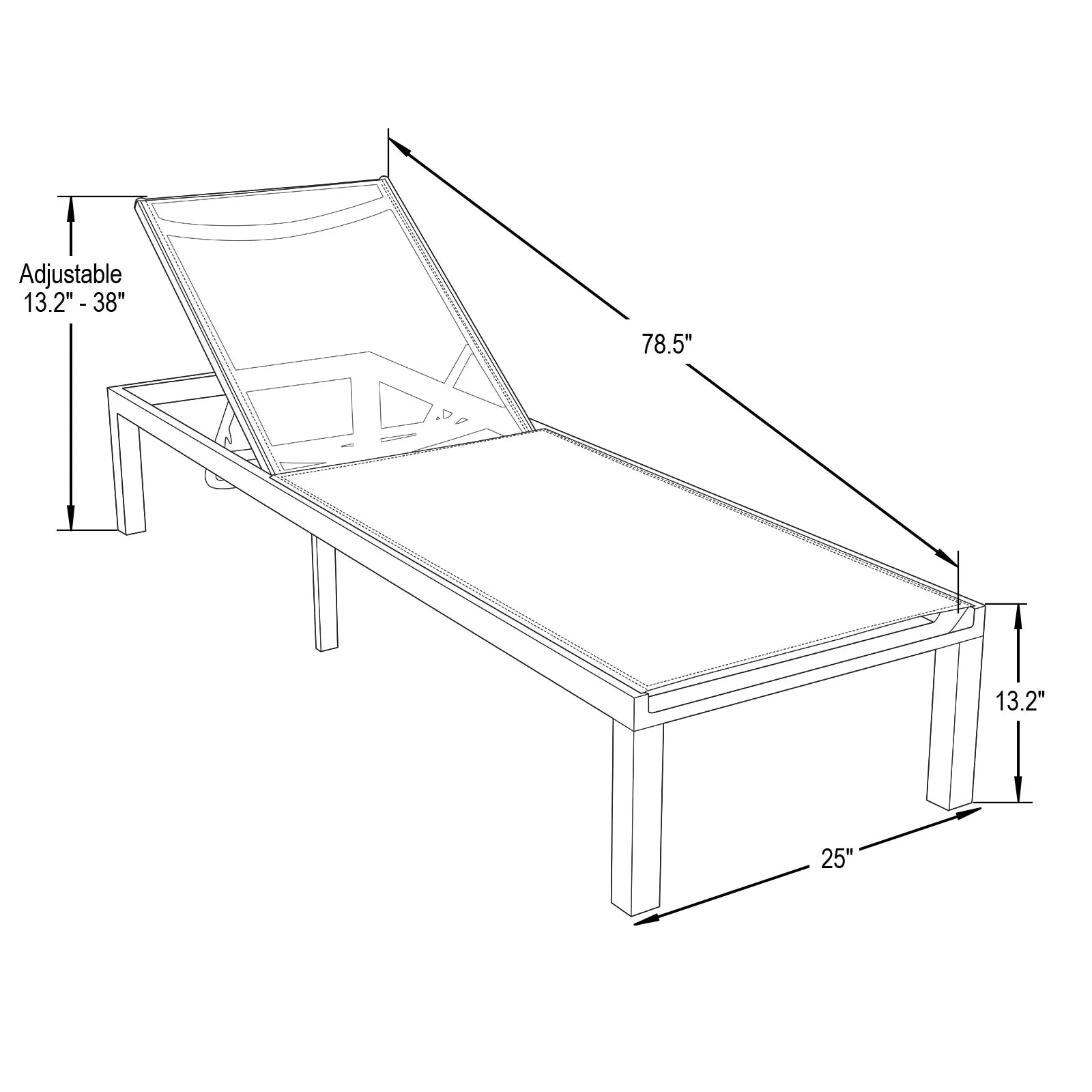 Marlin Patio Chaise Lounge Chair with White Aluminum Frame, Set of 2 - Elax Furniture