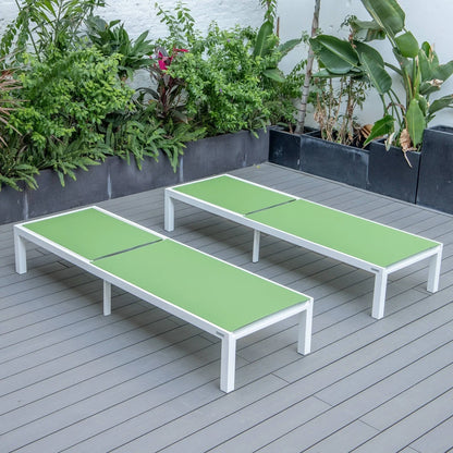 Marlin Patio Chaise Lounge Chair with White Aluminum Frame, Set of 2 - Elax Furniture