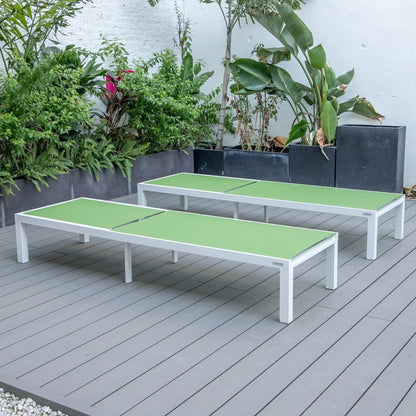 Marlin Patio Chaise Lounge Chair with White Aluminum Frame, Set of 2 - Elax Furniture