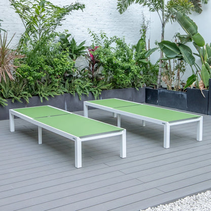 Marlin Patio Chaise Lounge Chair with White Aluminum Frame, Set of 2 - Elax Furniture