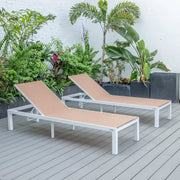 Marlin Patio Chaise Lounge Chair with White Aluminum Frame, Set of 2 - Elax Furniture