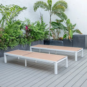 Marlin Patio Chaise Lounge Chair with White Aluminum Frame, Set of 2 - Elax Furniture