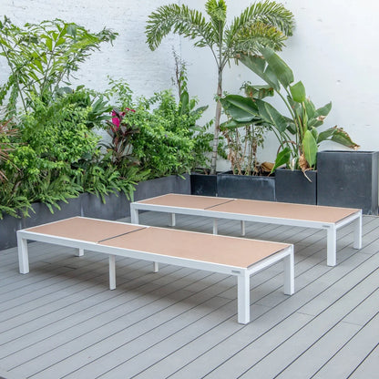 Marlin Patio Chaise Lounge Chair with White Aluminum Frame, Set of 2 - Elax Furniture