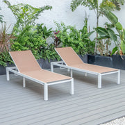 Marlin Patio Chaise Lounge Chair with White Aluminum Frame, Set of 2 - Elax Furniture