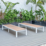 Marlin Patio Chaise Lounge Chair with White Aluminum Frame, Set of 2 - Elax Furniture