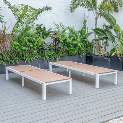 Marlin Patio Chaise Lounge Chair with White Aluminum Frame, Set of 2 - Elax Furniture