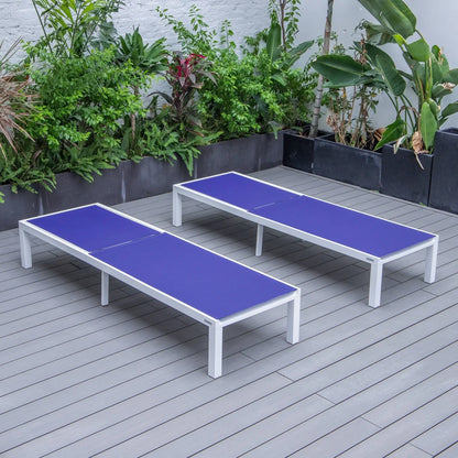 Marlin Patio Chaise Lounge Chair with White Aluminum Frame, Set of 2 - Elax Furniture