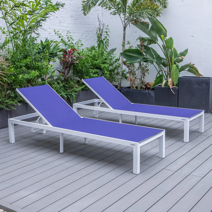 Marlin Patio Chaise Lounge Chair with White Aluminum Frame, Set of 2 - Elax Furniture