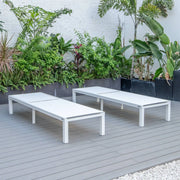 Marlin Patio Chaise Lounge Chair with White Aluminum Frame, Set of 2 - Elax Furniture