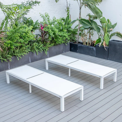 Marlin Patio Chaise Lounge Chair with White Aluminum Frame, Set of 2 - Elax Furniture