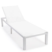 Marlin Patio Chaise Lounge Chair with White Aluminum Frame, Set of 2 - Elax Furniture