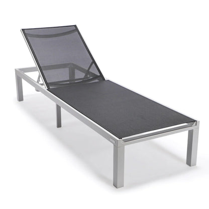 Marlin Modern White Aluminum Outdoor Chaise Lounge Chair With Square Fire Pit Side Table Set of 2 - Elax Furniture