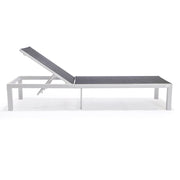 Marlin Modern White Aluminum Outdoor Chaise Lounge Chair With Square Fire Pit Side Table Set of 2 - Elax Furniture