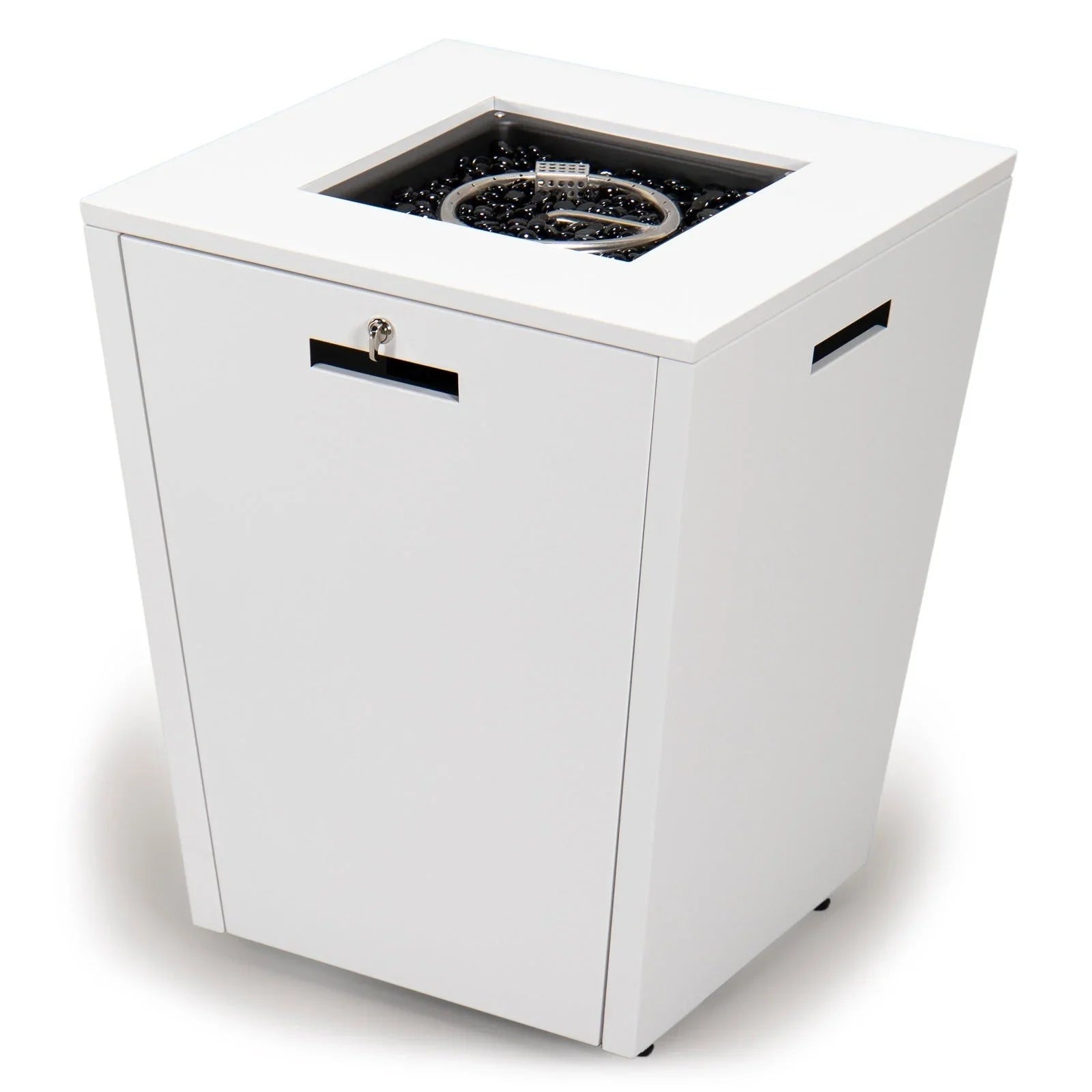 Marlin Modern White Aluminum Outdoor Chaise Lounge Chair With Square Fire Pit Side Table Set of 2 - Elax Furniture