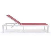 Marlin Modern White Aluminum Outdoor Chaise Lounge Chair With Square Fire Pit Side Table Set of 2 - Elax Furniture