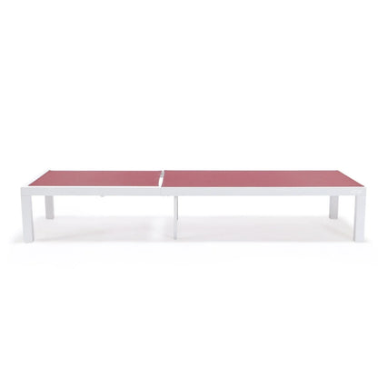 Marlin Modern White Aluminum Outdoor Chaise Lounge Chair With Square Fire Pit Side Table Set of 2 - Elax Furniture