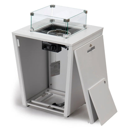 Marlin Modern White Aluminum Outdoor Chaise Lounge Chair With Square Fire Pit Side Table Set of 2 - Elax Furniture