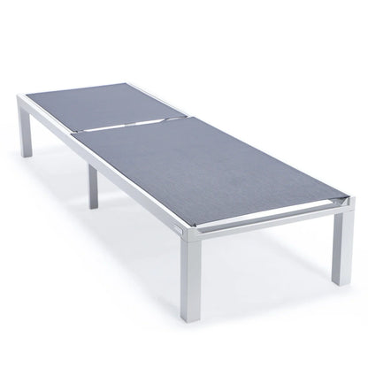 Marlin Modern White Aluminum Outdoor Chaise Lounge Chair With Square Fire Pit Side Table Set of 2 - Elax Furniture