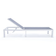 Marlin Modern White Aluminum Outdoor Chaise Lounge Chair With Square Fire Pit Side Table Set of 2 - Elax Furniture