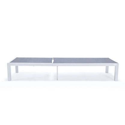 Marlin Modern White Aluminum Outdoor Chaise Lounge Chair With Square Fire Pit Side Table Set of 2 - Elax Furniture