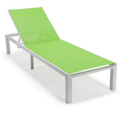 Marlin Modern White Aluminum Outdoor Chaise Lounge Chair With Square Fire Pit Side Table Set of 2 - Elax Furniture