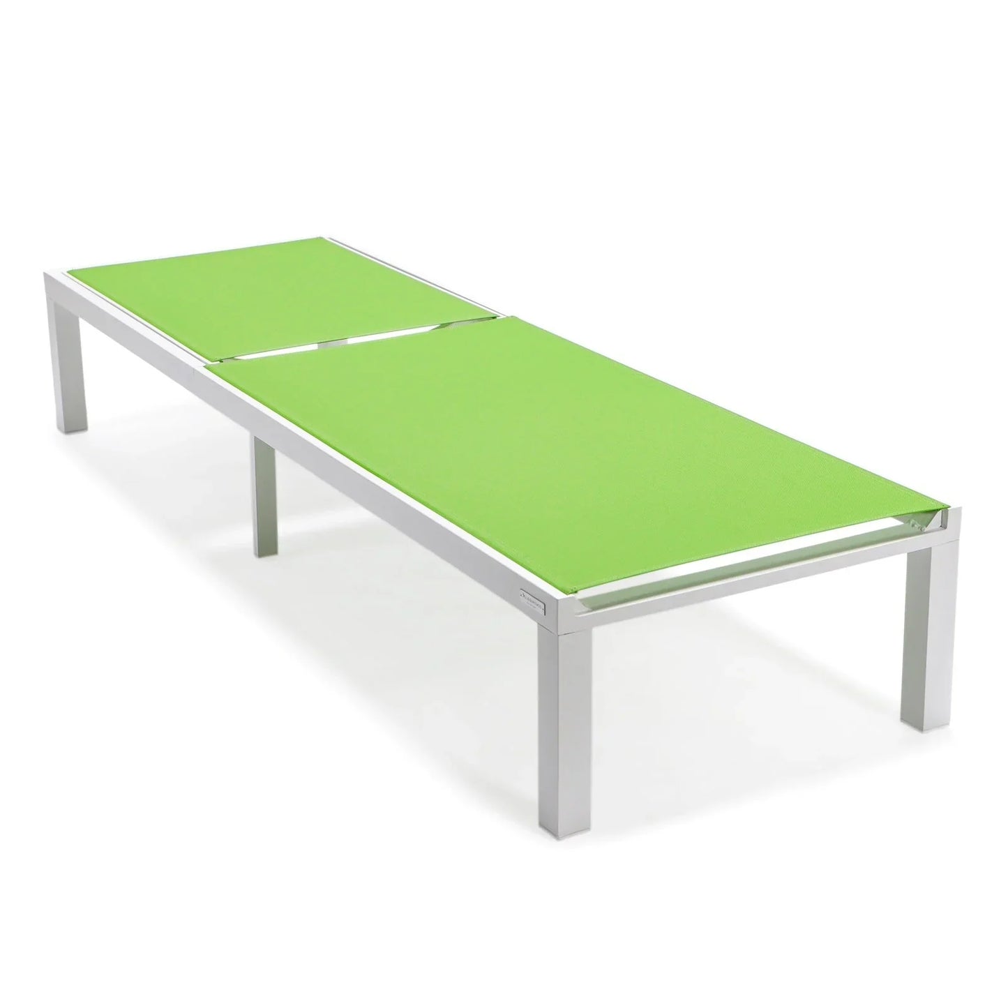 Marlin Modern White Aluminum Outdoor Chaise Lounge Chair With Square Fire Pit Side Table Set of 2 - Elax Furniture