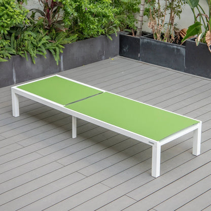 Marlin Modern White Aluminum Outdoor Chaise Lounge Chair With Square Fire Pit Side Table Set of 2 - Elax Furniture