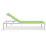 Marlin Modern White Aluminum Outdoor Chaise Lounge Chair With Square Fire Pit Side Table Set of 2 - Elax Furniture