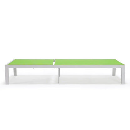 Marlin Modern White Aluminum Outdoor Chaise Lounge Chair With Square Fire Pit Side Table Set of 2 - Elax Furniture